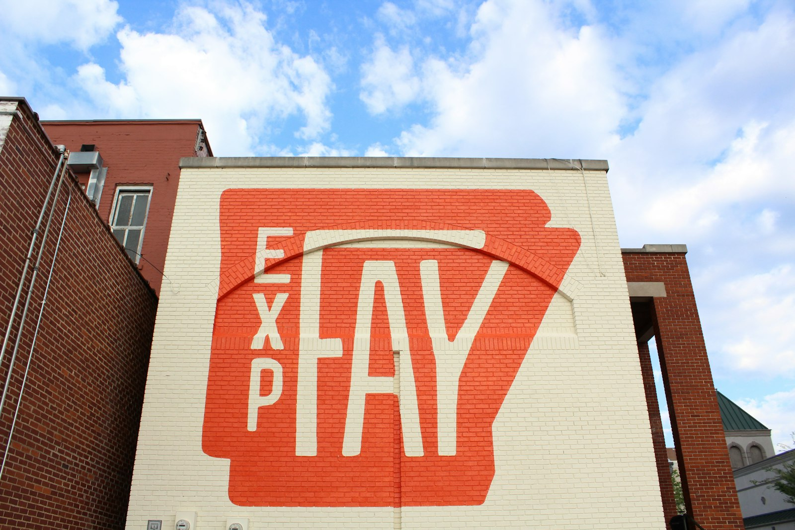 Downtown Fayetteville, Arkansas — the Experience Fayetteville mural near Dickson Street